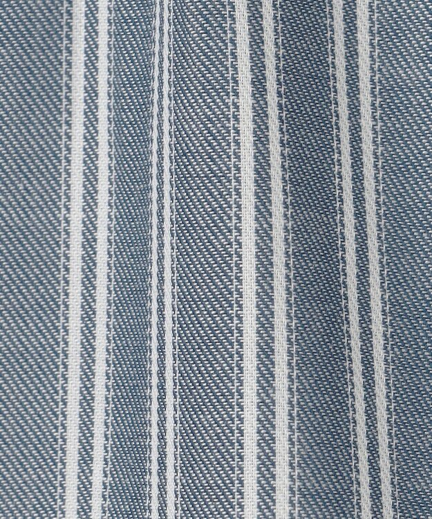 J.PRESS LADIES 【洗える】ウォッシャブルキュプラツイル ピンタック ブラウス ネイビーシャンブレーストライプ系