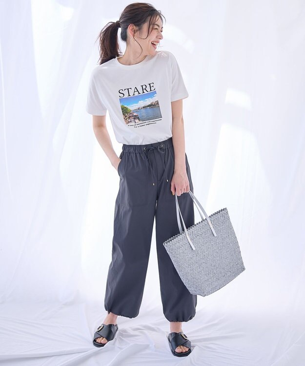 ANY 【ウエストゴム】撥水ナイロンベイカーパンツ スミクロ