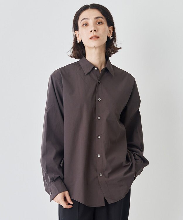 UNFILO MENS 【男女兼用】コンフォート レギュラーカラーシャツ [24年秋冬商品] ブラウン