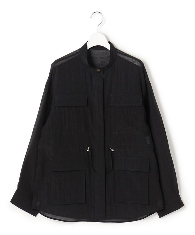 23区 【先行予約】リネンミックスシアースラブ ミリタリージャケット ブラック系