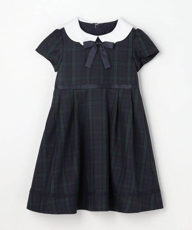 ANY KIDS 【2点セット】ノーカラー ボレロジャケット+襟付き ワンピース ブラックウォッチ