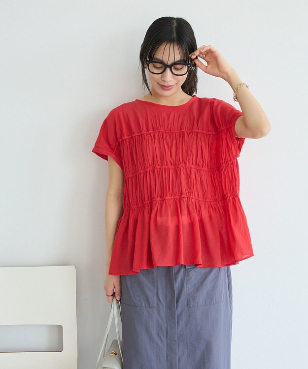 CRAFT STANDARD BOUTIQUE ヴィンテージボイルギャザーブラウス Red