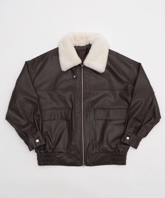 WEGO 2WAYファー襟PUジャケット ブラウン