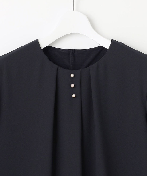 J.PRESS LADIES L ストレッチジョーゼット カットソー ネイビー系