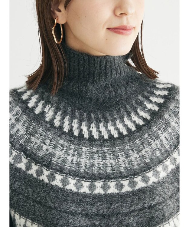 Green Parks 求心柄ニットプルオーバー Charcoal Gray