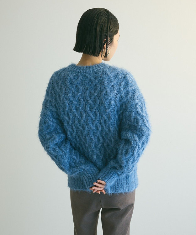 Green Parks armonia．シャギーケーブルニット Blue