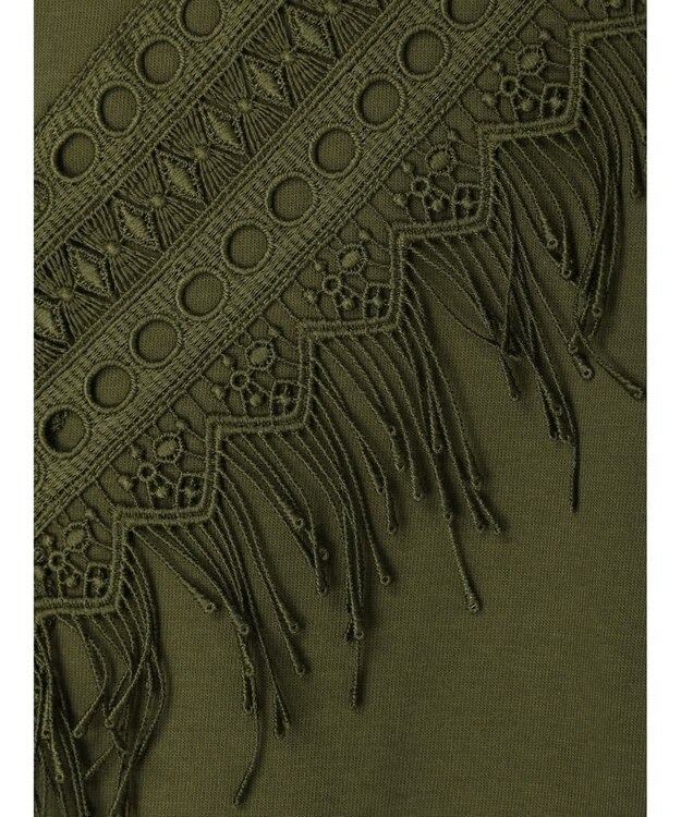 Green Parks ・ＳＵＧＡＲ　ＳＰＯＯＮ　フリンジフレンチＴシャツ Khaki