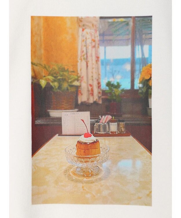 earth music&ecology レトロ喫茶プリントＴｅｅ Off White