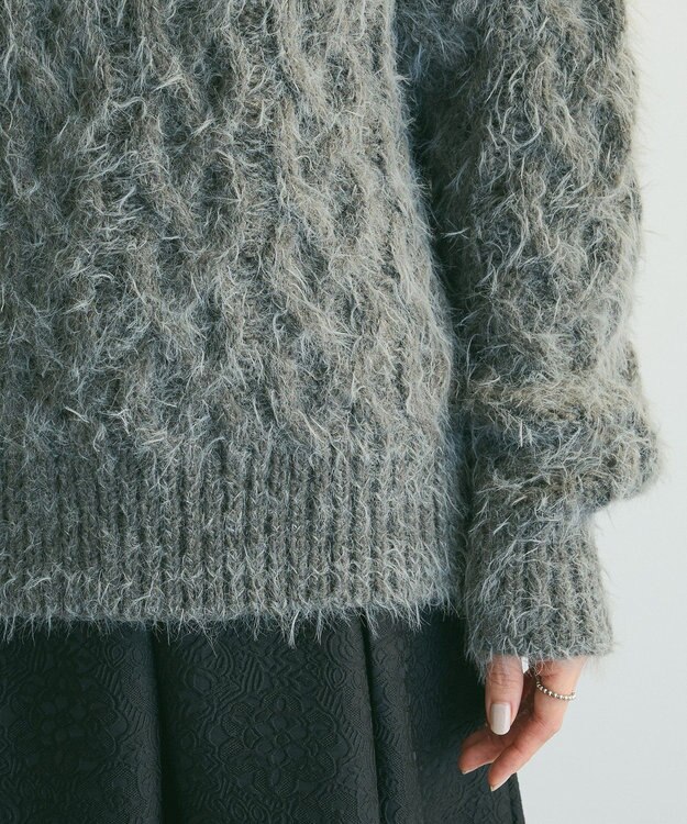 Green Parks armonia．シャギーケーブルニット Gray