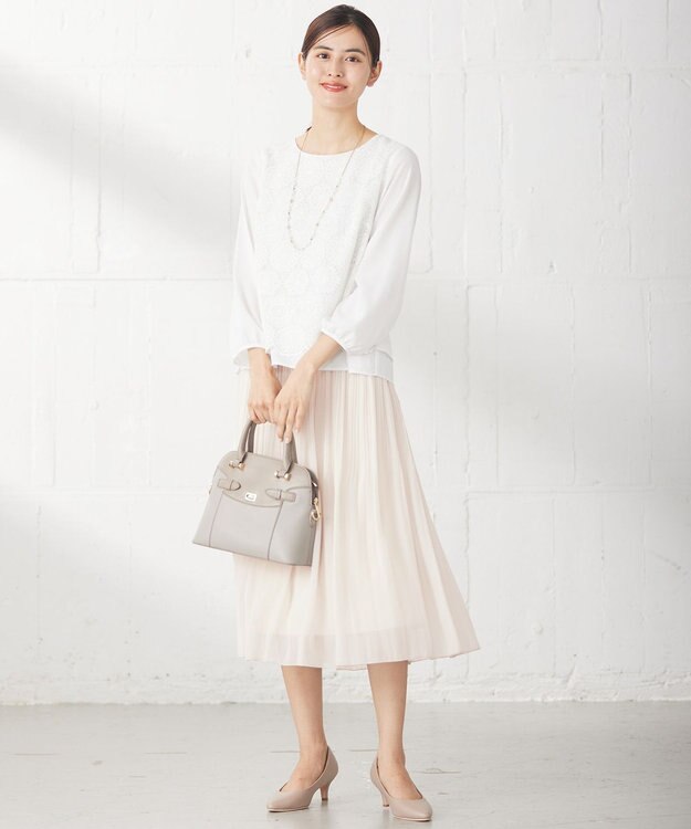 ANY SIS L 【洗える】シャイニープリーツ スカート ベージュ