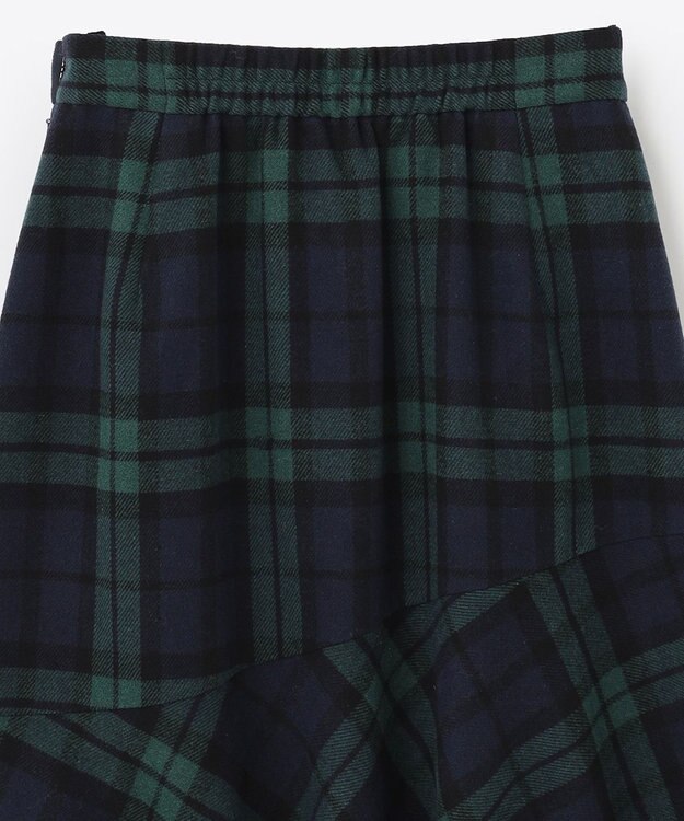 ANY 【ウエストゴム・洗える】タータンマーメイドスカート グリーンタータン