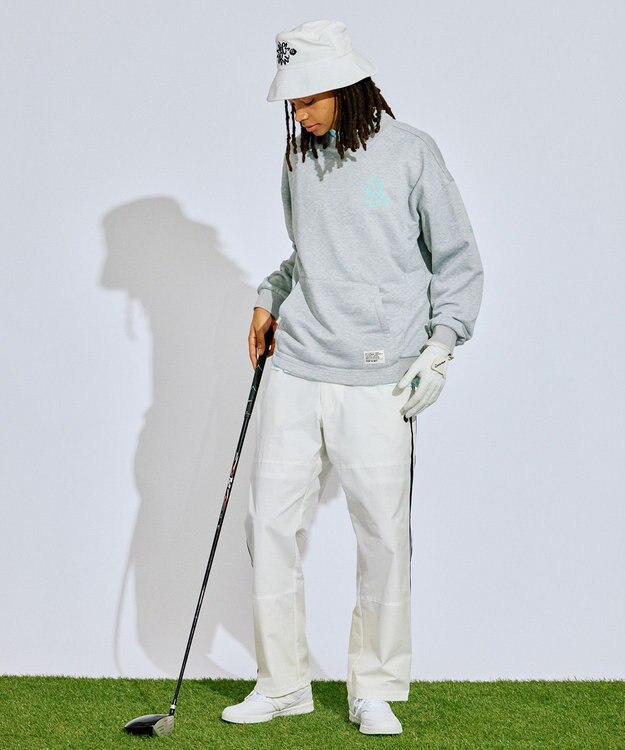 PW CIRCULUS 【撥水加工/ストレッチ】サイドストライプ ワイドパンツ ゴルフ ホワイト系