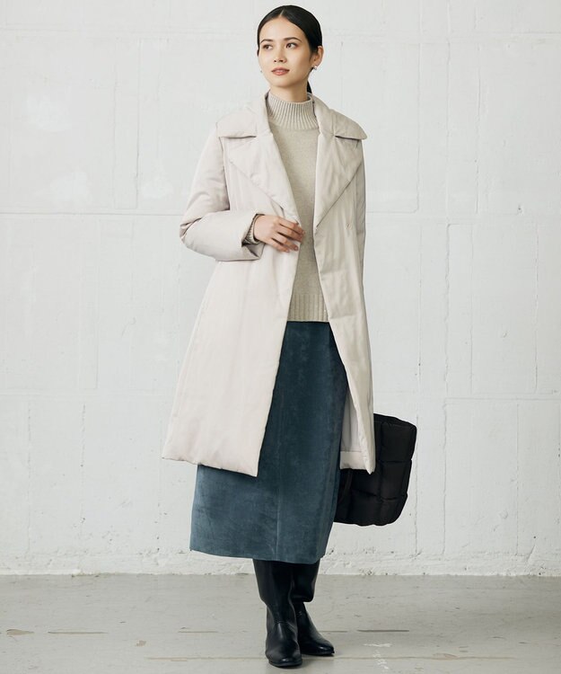 自由区 L 【17号サイズまで展開】ブライトダウン コート グレージュ