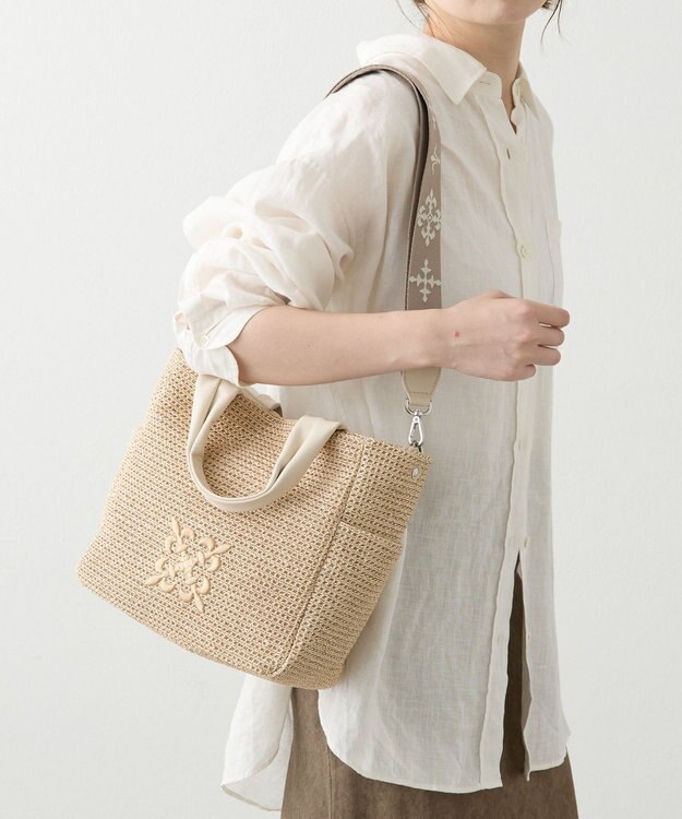 russet ナイロンラフィア2WAYトートバッグ(CE-1711) Ivory