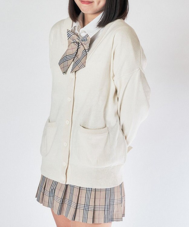 WEGO 【SCHOOL ITEM】ハイゲージスクールカーディガン オフホワイト