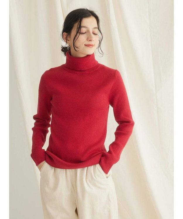CRAFT STANDARD BOUTIQUE リブタートルネックニットプルオーバー Red