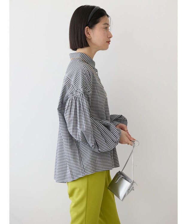 AMERICAN HOLIC ＵＶカット／接触冷感ギャザースリーブブラウス　 Gingham Check