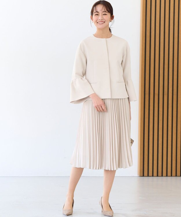 組曲 S 【KUMIKYOKU NAVY】コンフォータブルドレープ フレアスリーブジャケット サンドベージュ系