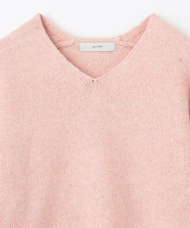 ANY シャイニースパンコールVネックニット ピンク
