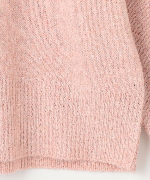 ANY シャイニースパンコールVネックニット ピンク