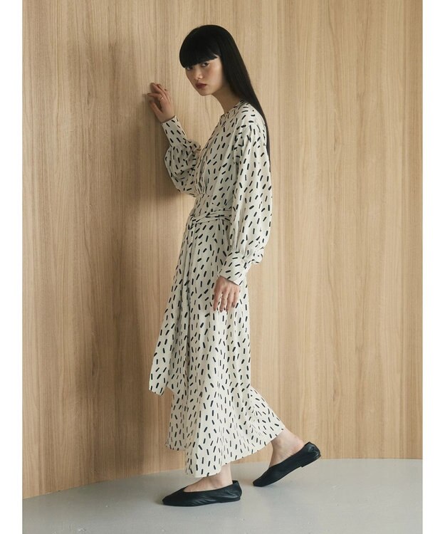 Green Parks armonia．スクエアドットプリントタックワンピース Ivory