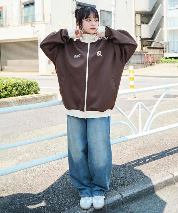 WEGO 【ユニセックスITEM/MLサイズ展開】ラグランライントラックジャケット ブラウン