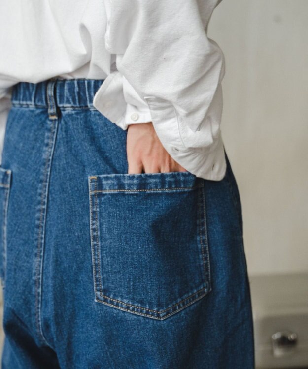 WEGO デニムイージーワイドパンツ デニム中濃色