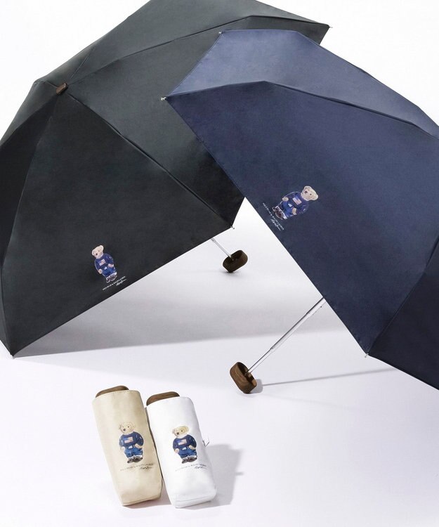 MOONBAT 【WEB限定】POLO RALPH LAUREN(ポロ ラルフローレン) 晴雨兼用日傘 折りたたみ傘 コンパクト ポロベア 一級遮光 遮熱 UV ディープブルー