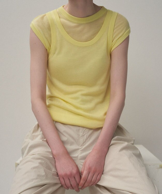 ATON SILK BLENDED CIRCULAR RIB | フィットレイヤードタンクトップ YELLOW
