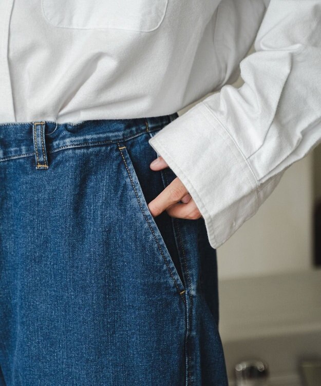 WEGO デニムイージーワイドパンツ デニム中濃色