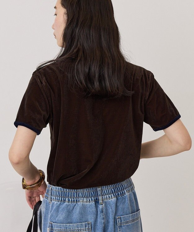 AMERICAN HOLIC シアーベロア配色プルオーバー Brown