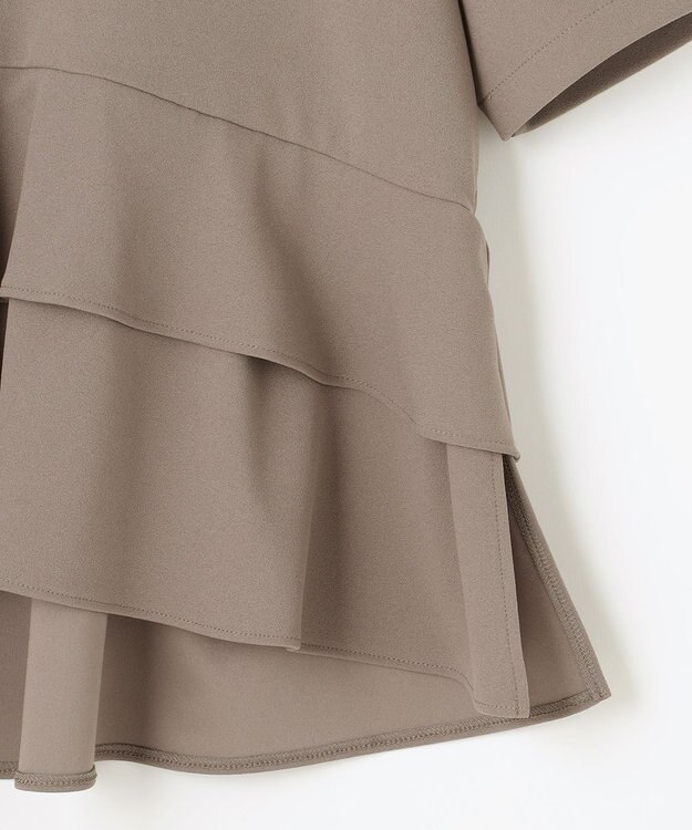 組曲 【接触冷感・吸湿・UVカット】ジョーゼットジャージーフリルブラウス モカブラウン系