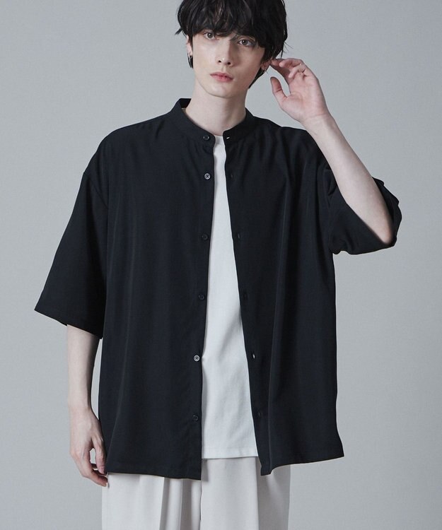 WEGO トロミBIGバンドカラーシャツ（S） ブラック