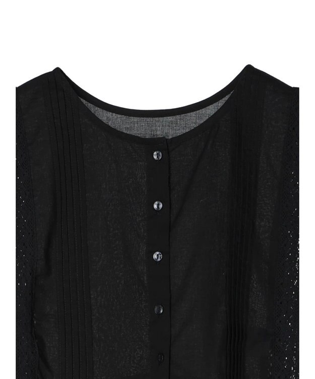 Green Parks インド綿　スクエアレース衿 Black