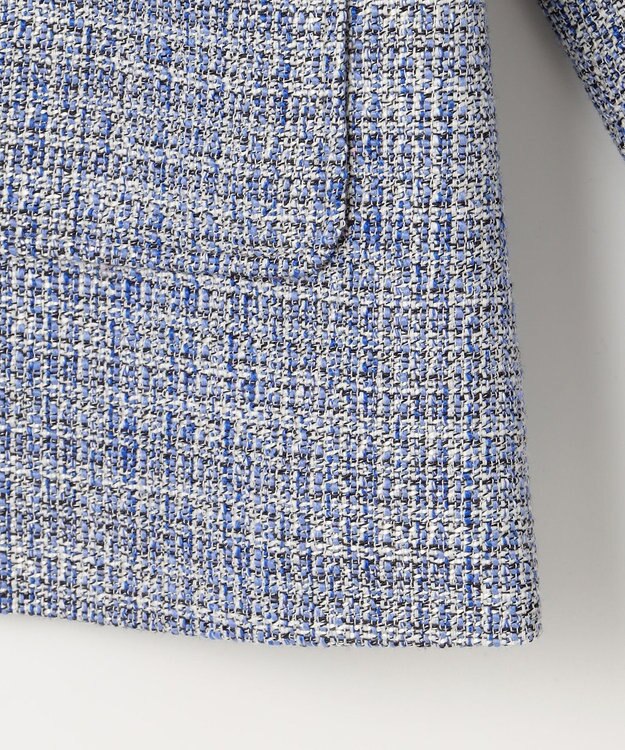 自由区 【セットアップ対応・洗える】ライトミックスツイード ジャケット ライトブルー