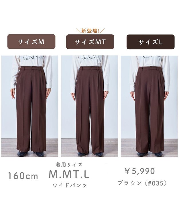 ANY 【LEE掲載/6サイズ展開/裏起毛/ウエストゴム】ウォームワイドパンツ ブラウン