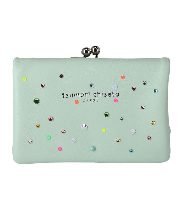 tsumori chisato CARRY キラキラ石 がま口 2つ折り財布 グリーン