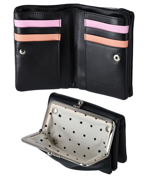 tsumori chisato CARRY キラキラ石 がま口 2つ折り財布 ブラック