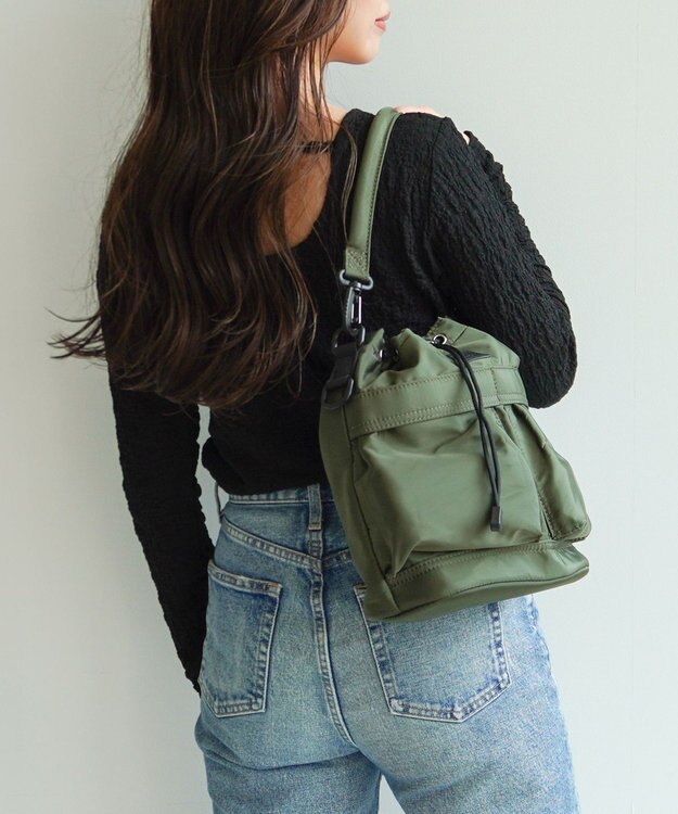 ACE BAGS & LUGGAGE JEWELNA by Jewelna Rose ナイロン巾着バッグ 16201 軽量 2WAY ハンドバッグ ショルダーバッグ カーキ