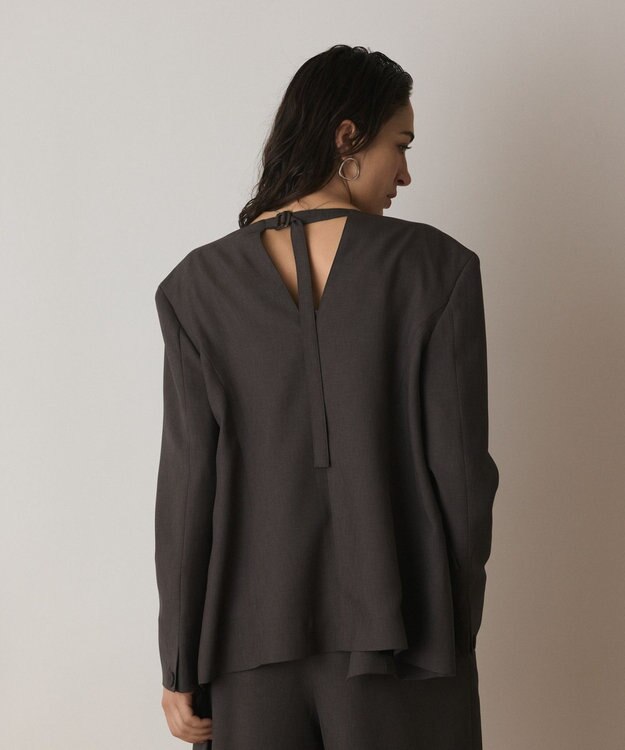 GRACE CONTINENTAL バックシャンノーカラージャケット チャコール