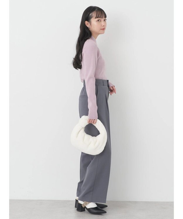 earth music&ecology やわらかタッチハイネックリブプルオーバー Lavender