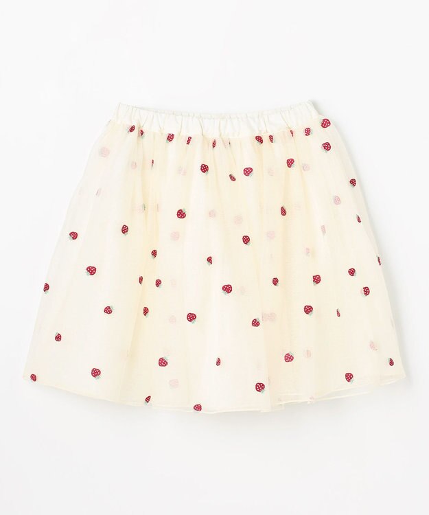 ANY KIDS 【Strawberry Collection】総刺繍 いちごチュールスカート エクリュ