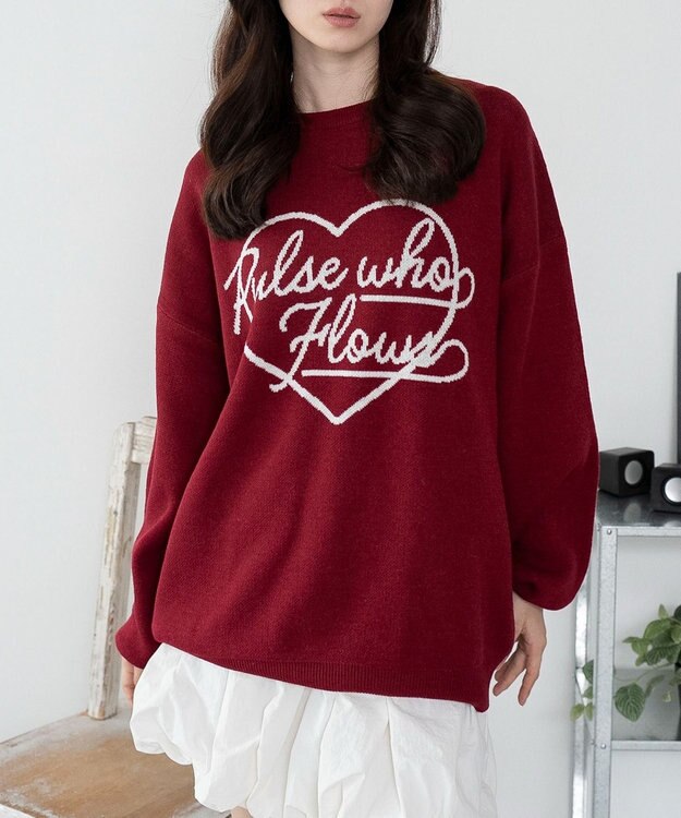 WEGO 【洗える】グラフィックニットBIGプルオーバー 柄13