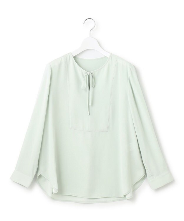 23区 S 【洗える】バックサテンアムンゼン ブザムディテール ブラウス スモーキーグリーン系