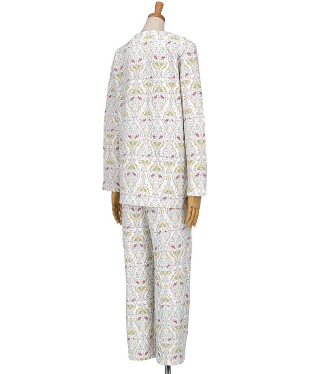 WACOAL パジャマ 長袖 長ズボン 綿混(本体) あったか ミントン レディース NDW426 /ワコール ホワイト