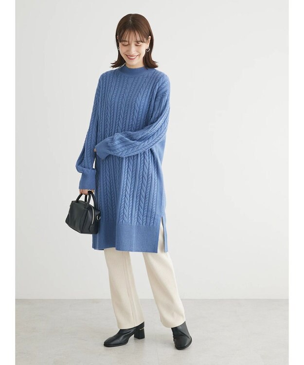 Green Parks ケーブルニットミニワンピース Blue
