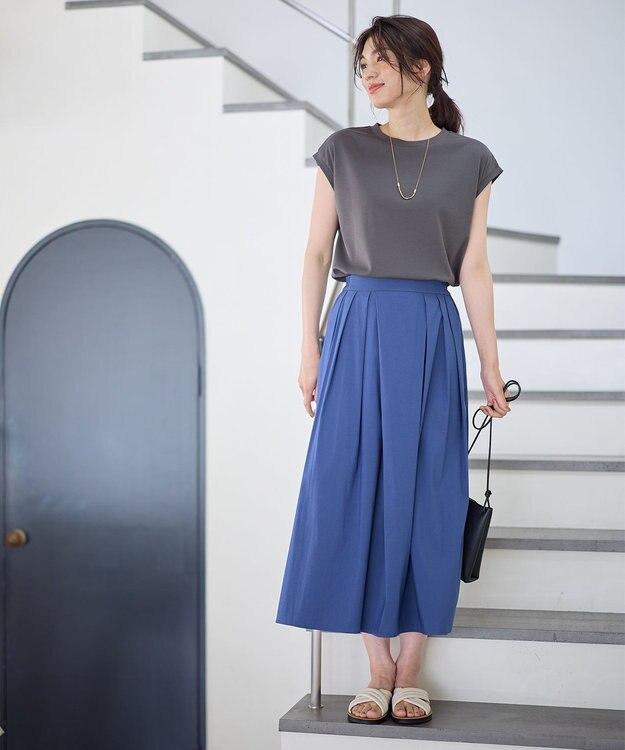 ANY 【汗ジミ防止加工】シルケットスムースノースリーブプルオーバー チャコール