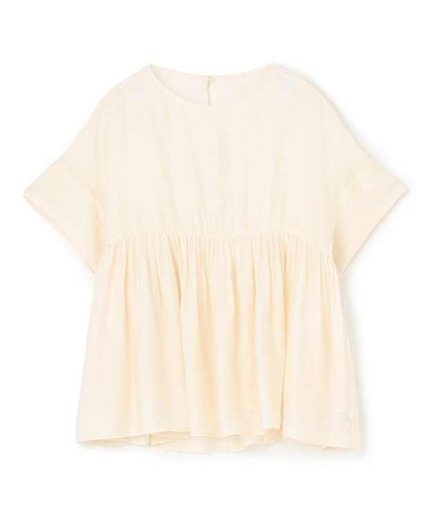 UNFILO ヴィンテージシアー ギャザーペプラムブラウス エクリュ