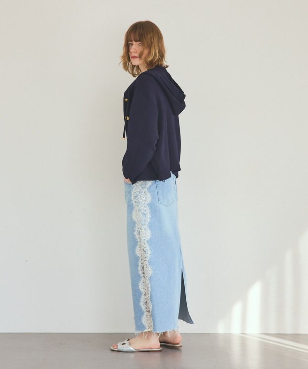 GRACE CONTINENTAL ニットフーディブルゾン ネイビー