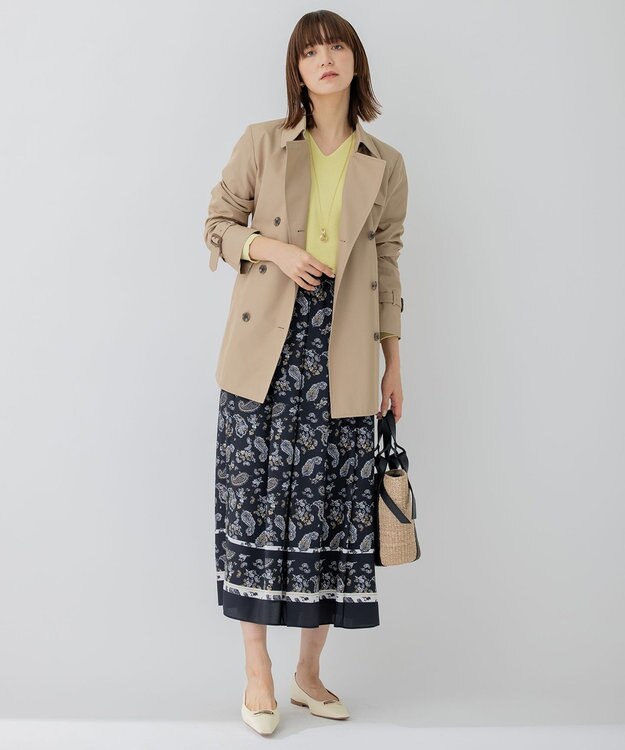 23区 コットンポリエステルギャバジン トレンチコート キャメル系